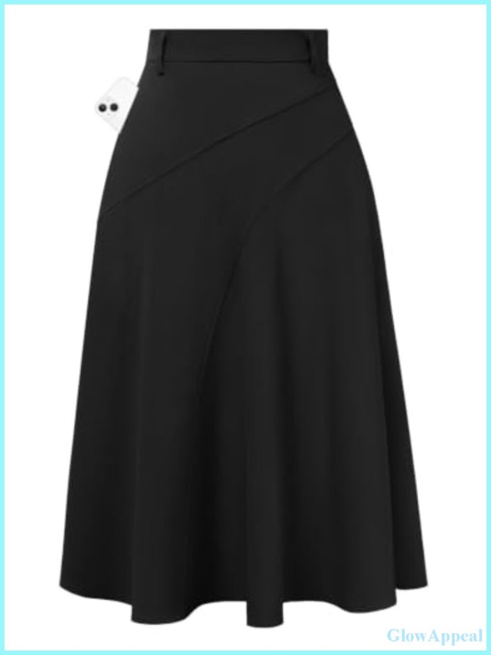 Women's Business Casual A-Line Midi Skirt High Waist Flowy with Pockets